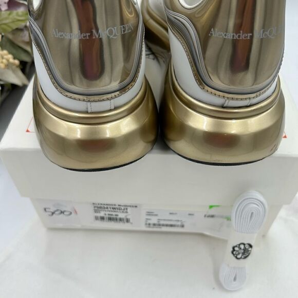 Men’s Alexander McQueen chunky oversized, leather metallic sneakers size 42 - Picture 5 of 8